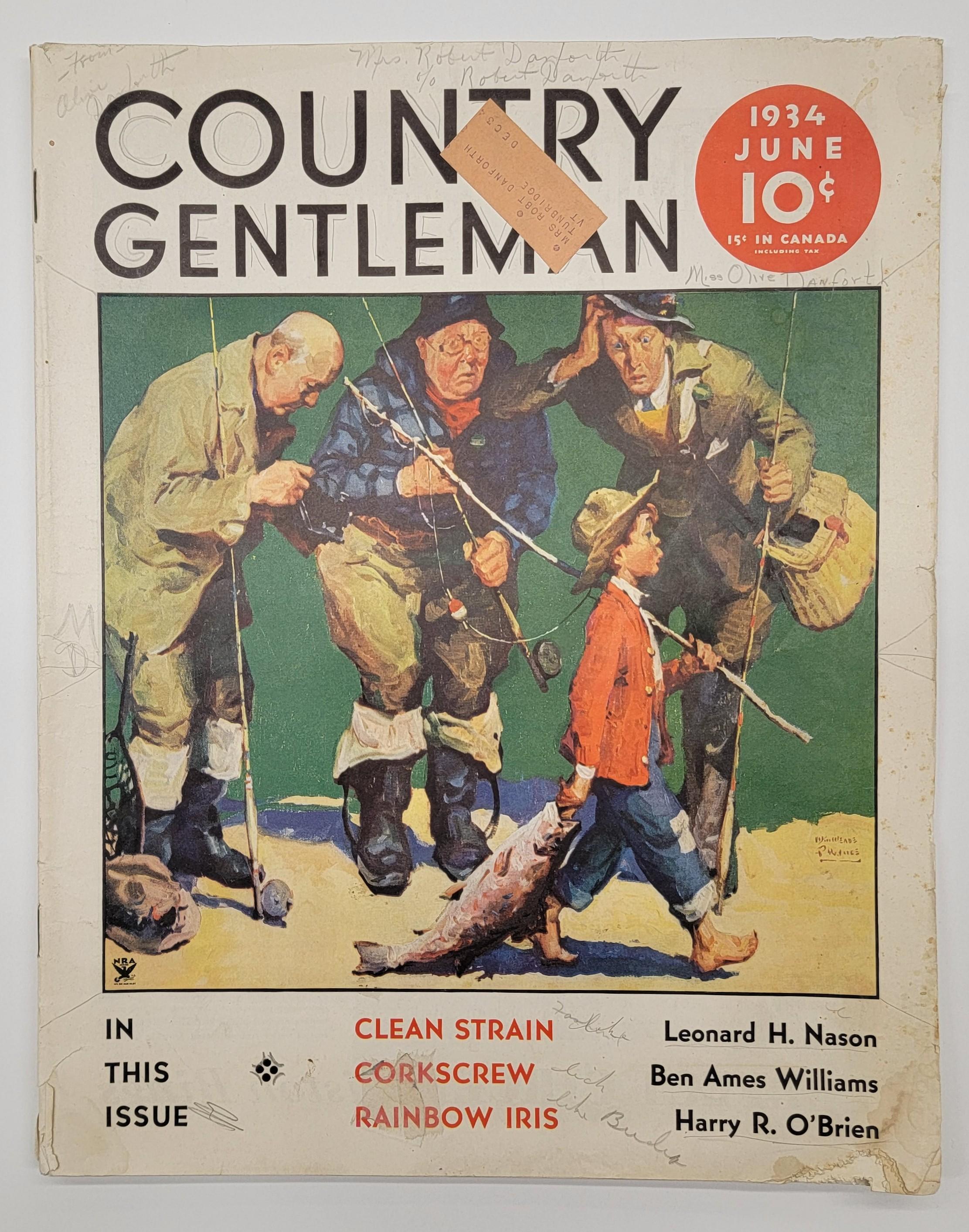 Pesca con la canna, 1934, illustratore americano William Mead Prince, epoca Rockwell 1
