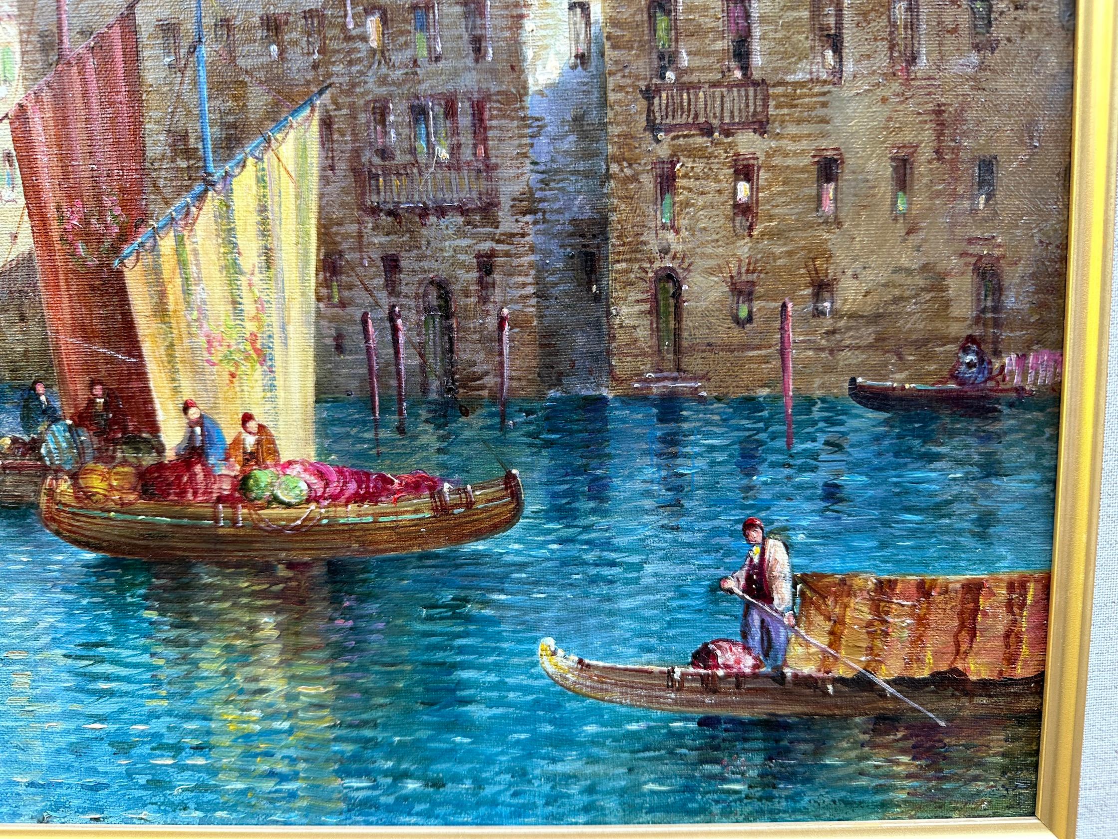 Antikes Öl  Ansicht von Venedig aus dem 19. Jahrhundert, Der große Kanal von Venedig (Viktorianisch), Painting, von William Meadows