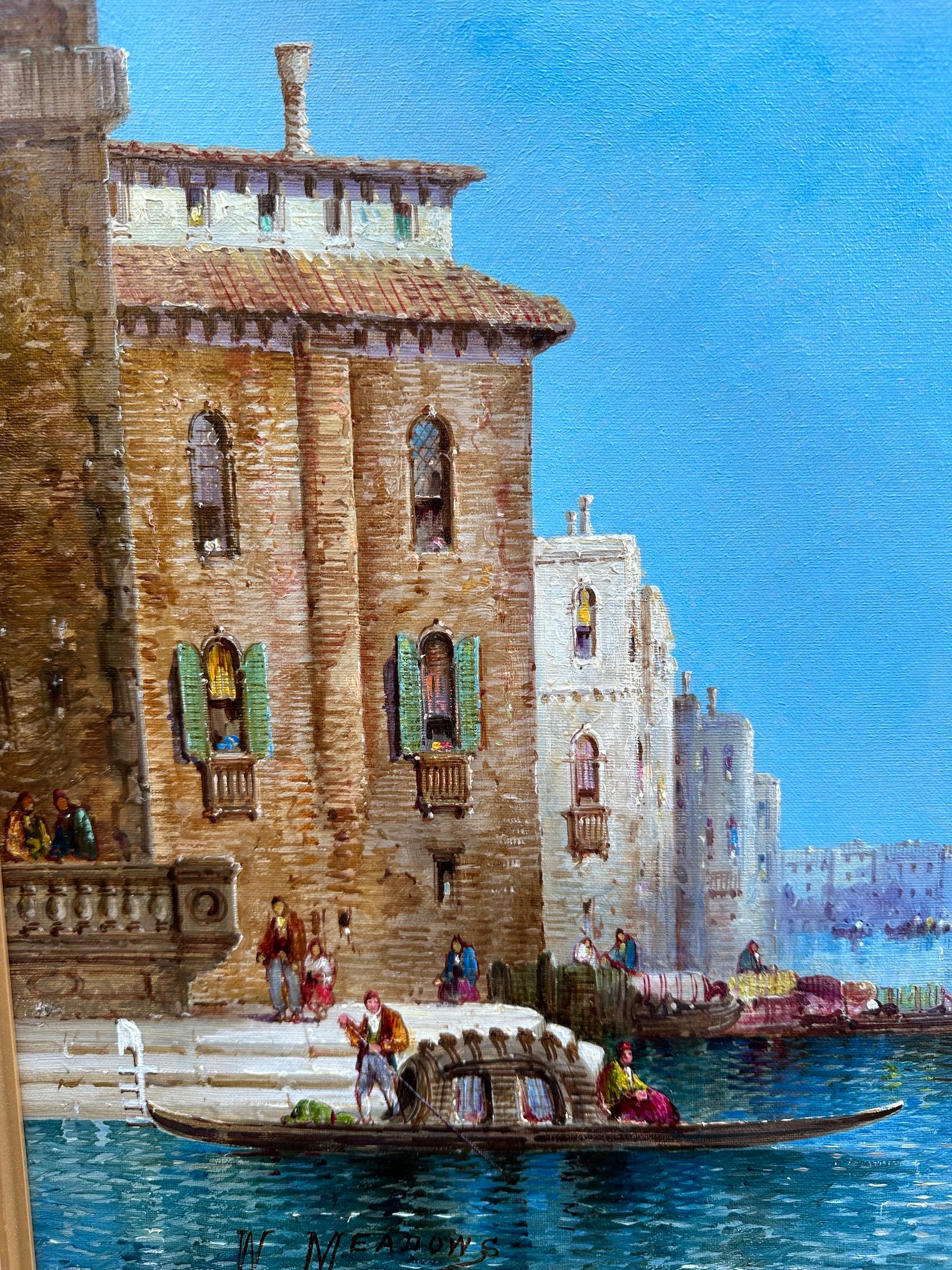 Ansicht des Canal Grande in Venedig von einem der bekanntesten Landschafts- und Venedigmaler Englands.

Dieses Beispiel ist ein sehr gut gemaltes Stück und eine großartige Komposition. 

Es ist in einen Rahmen mit englischem klassischem Laufmuster