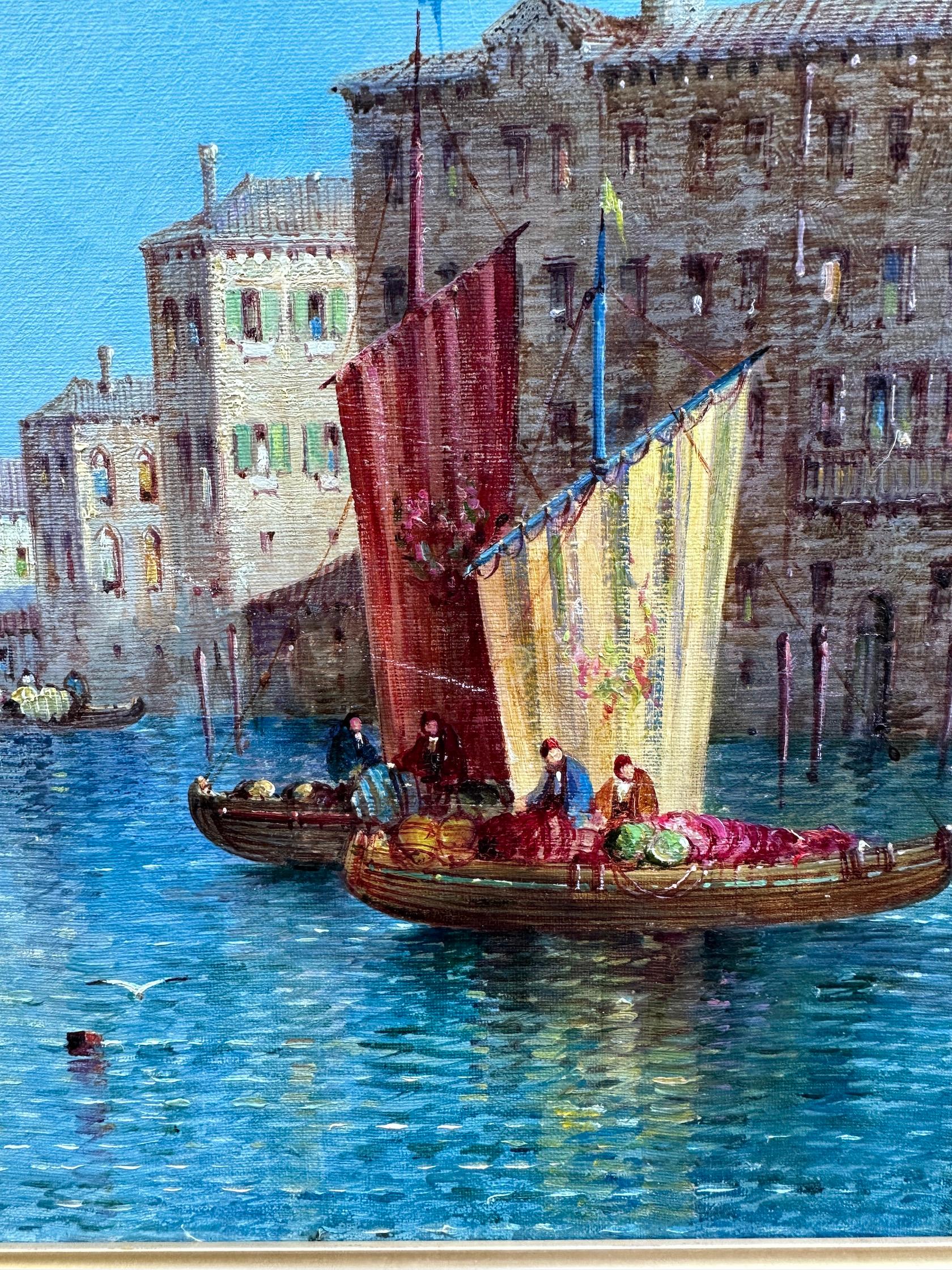 Antique oil  19th century View of Venice, The Grand Canal Venice For Sale 1