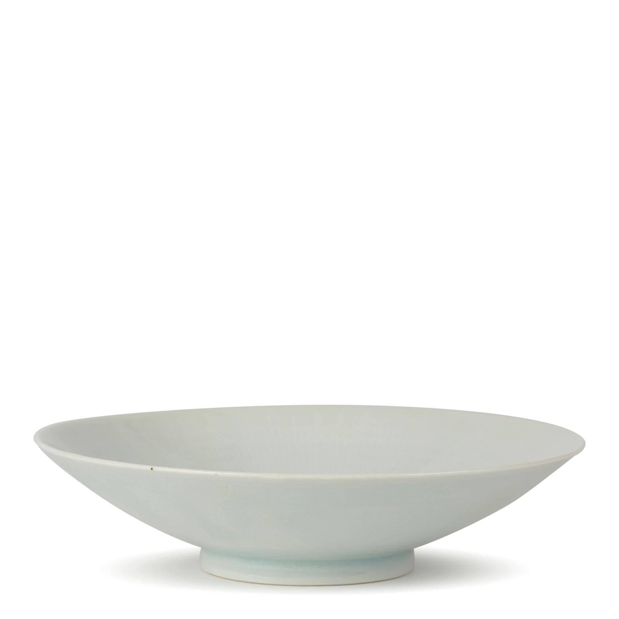 William Mehornay Studio Pottery Porcelain Blue White Glazed Bowl, 1983 For Sale 1