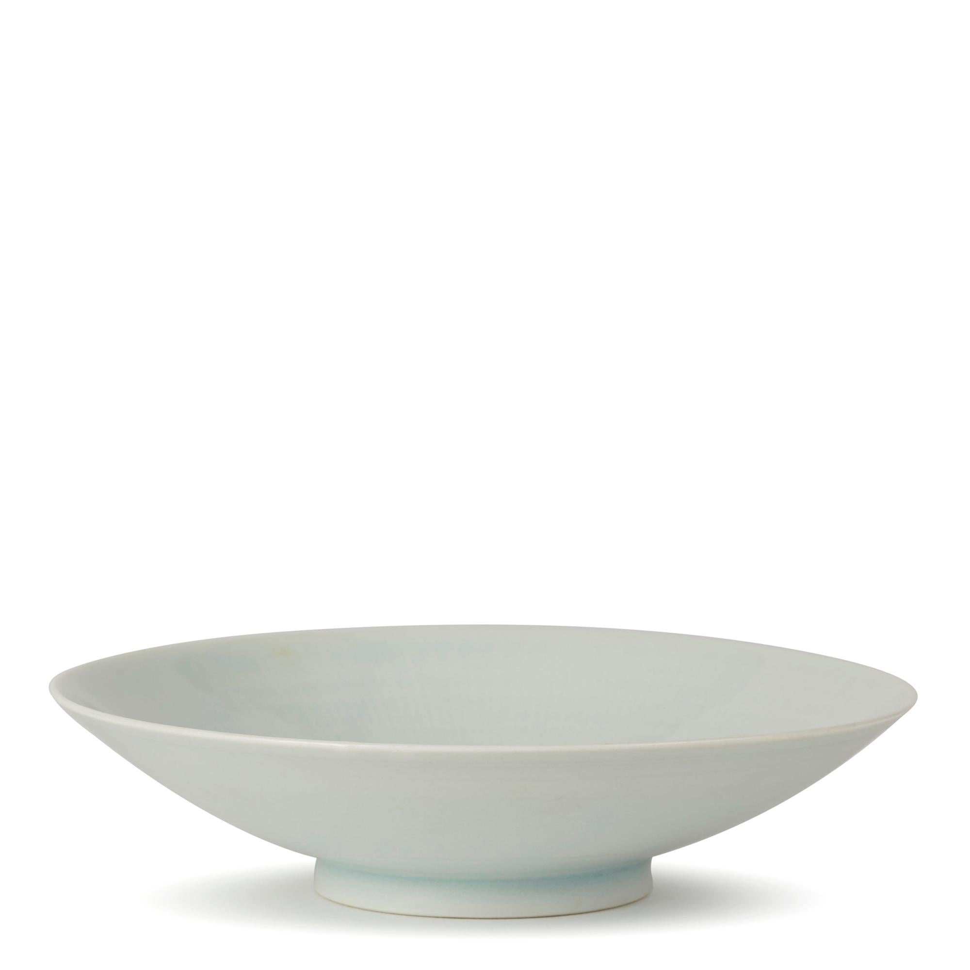 William Mehornay Studio Pottery Porcelain Blue White Glazed Bowl, 1983 For Sale 2
