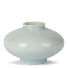 William Mehornay Studio Pottery Porcelain Ice Blue White Vase, 1980