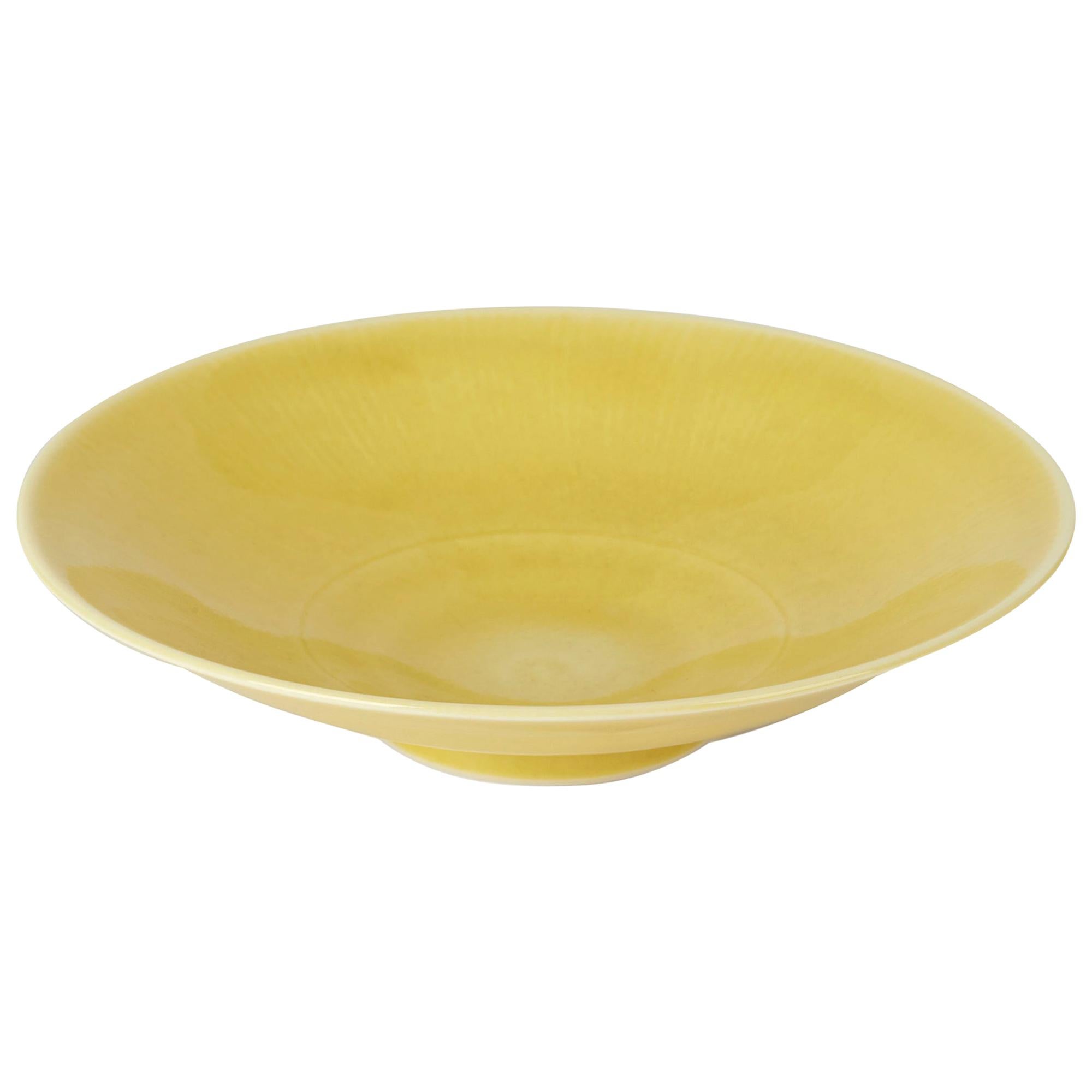 William Mehornay Studio Pottery Porcelain Mustard Chatter Bowl, 1995 For Sale