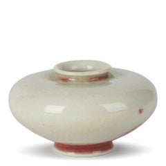 William Mehornay Studio Pottery Porcelain Red and White Vase, 1980-1985