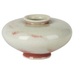 William Mehornay Studio Pottery Porcelain Red and White Vase, 1980-1985