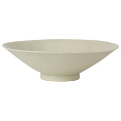 Vintage William Mehornay Studio Pottery Porcelain White Chatter Bowl, 1986