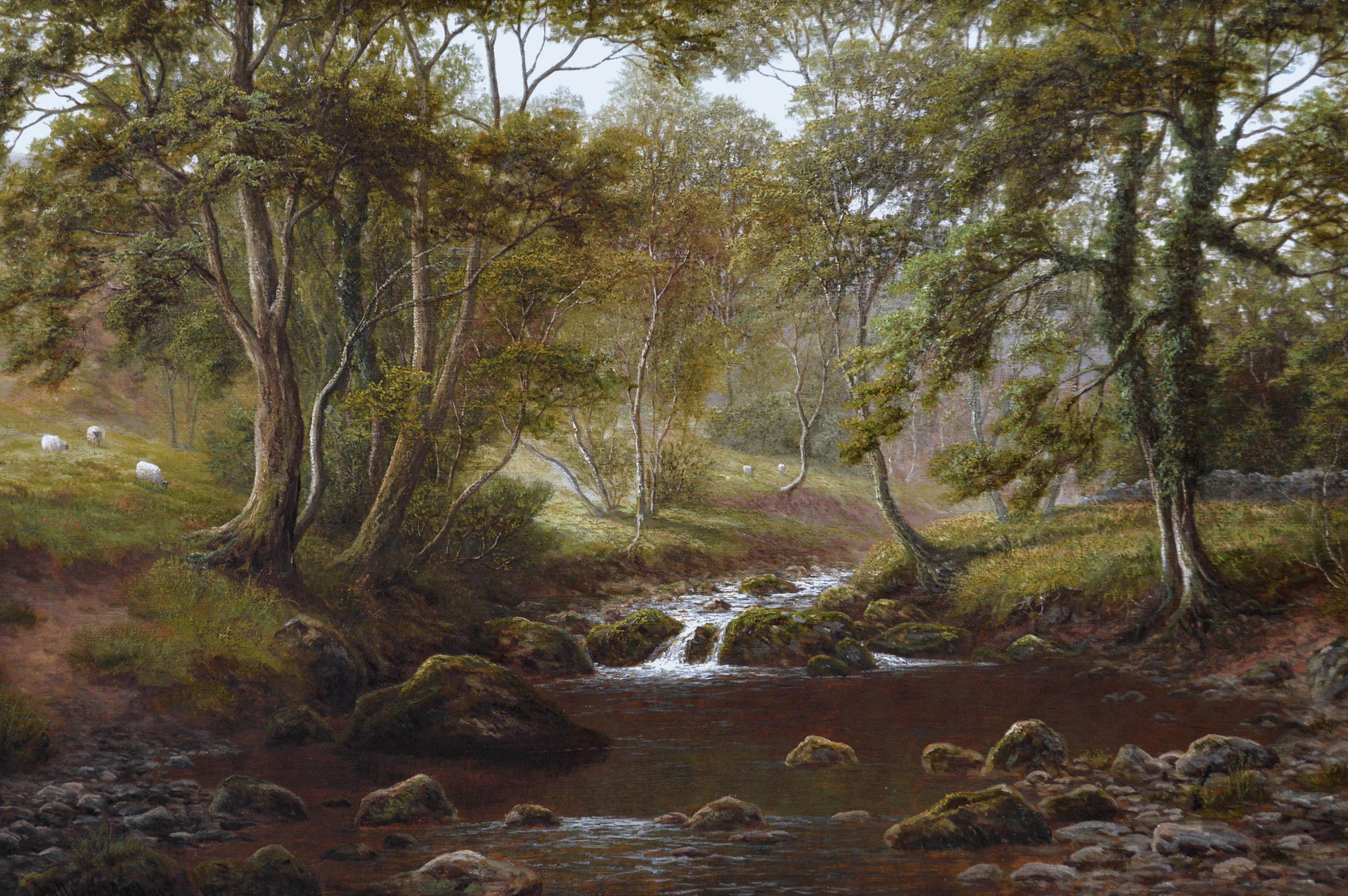 19th Century landscape oil painting of a river glen  - Painting by William Mellor