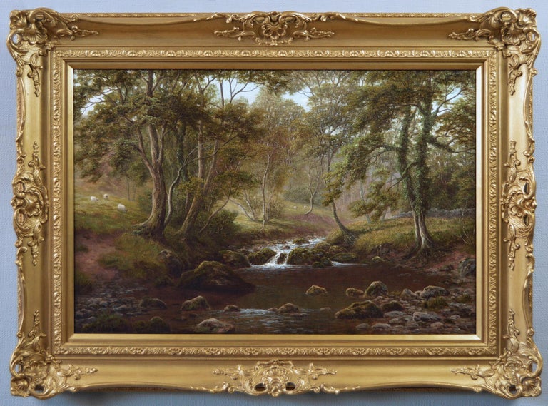 William Mellor Landscape Painting - 19th Century landscape oil painting of a river glen 