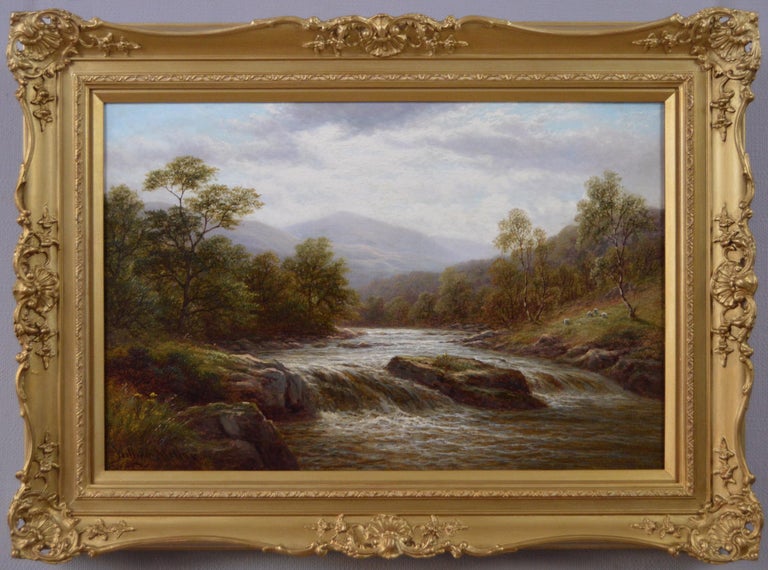 William Mellor Landscape Painting - 19th Century landscape oil painting of a Welsh river