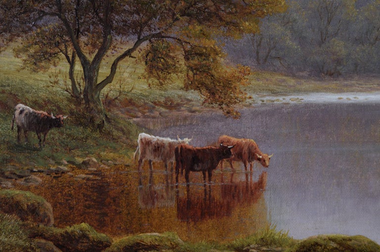 19th Century landscape oil painting of a Yorkshire river - Brown Landscape Painting by William Mellor