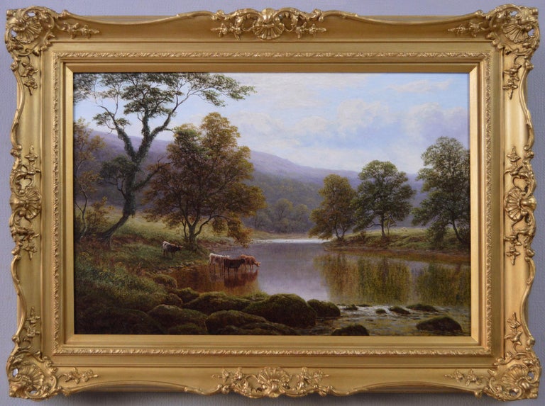 William Mellor Landscape Painting - 19th Century landscape oil painting of a Yorkshire river