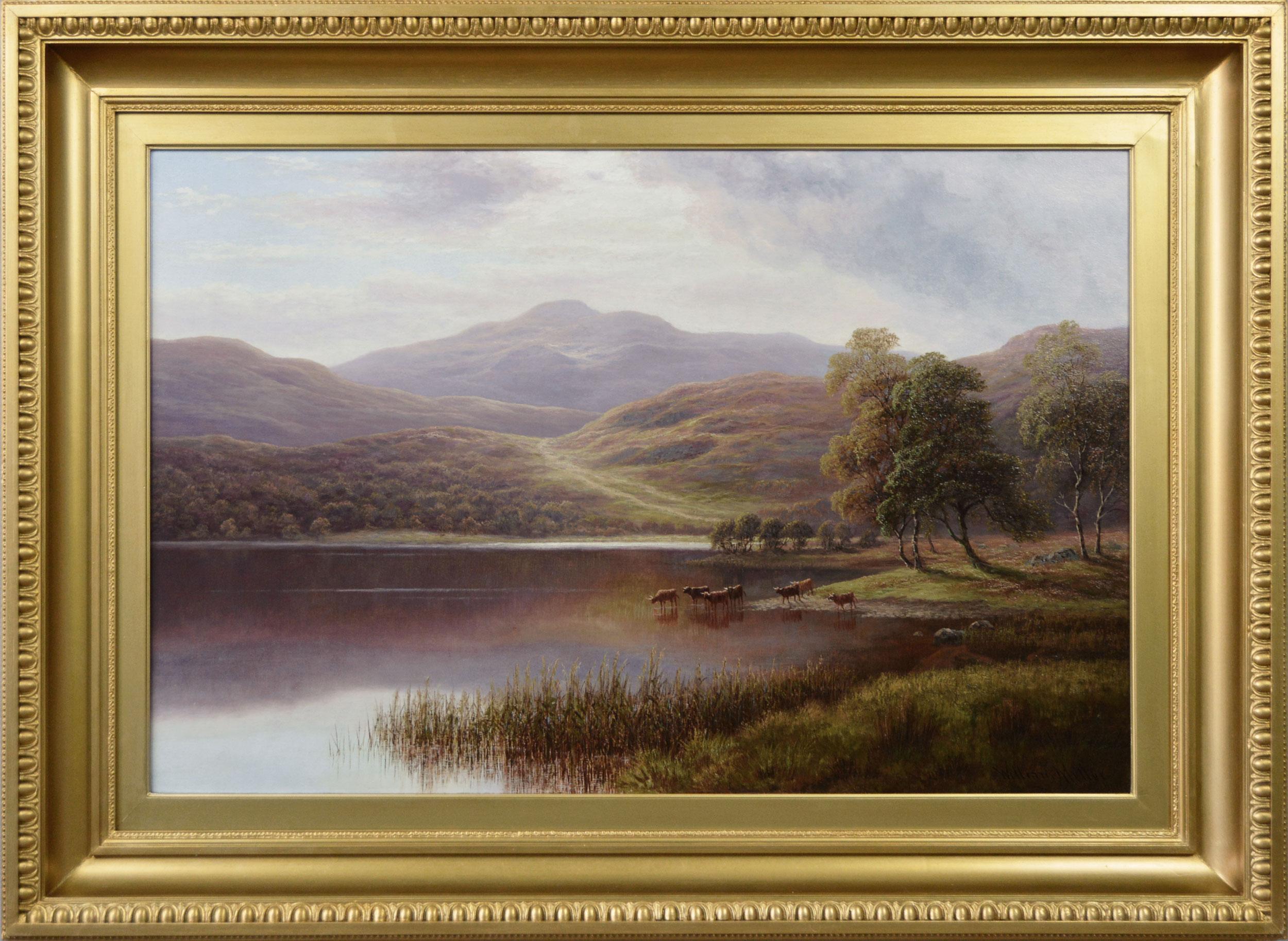 William Mellor Landscape Painting - 19th Century landscape oil painting of Rydal Lake in the Lake District