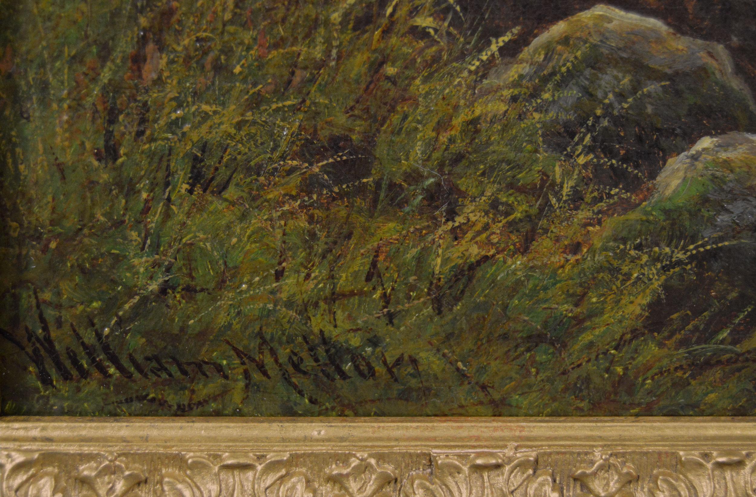 Zwei Ölgemälde mit Landschaftsaufnahmen des Flusses Wharfe aus dem 19. (Braun), Landscape Painting, von William Mellor