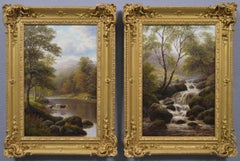 Zwei Ölgemälde mit Landschaftsaufnahmen des Flusses Wharfe aus dem 19.