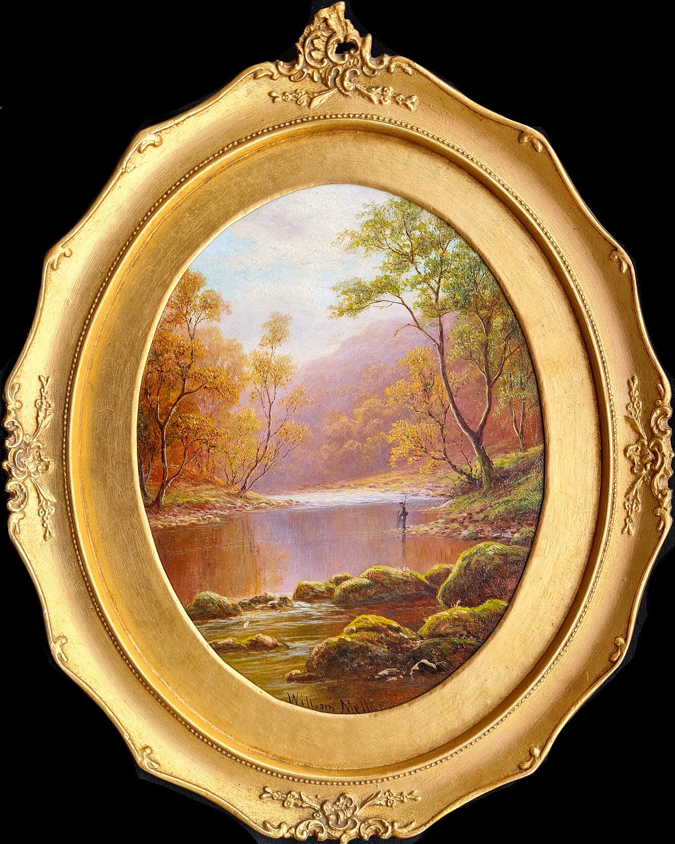 El estanque del martín pescador y Pescar en aguas tranquilas (Pareja) - Painting de William Mellor
