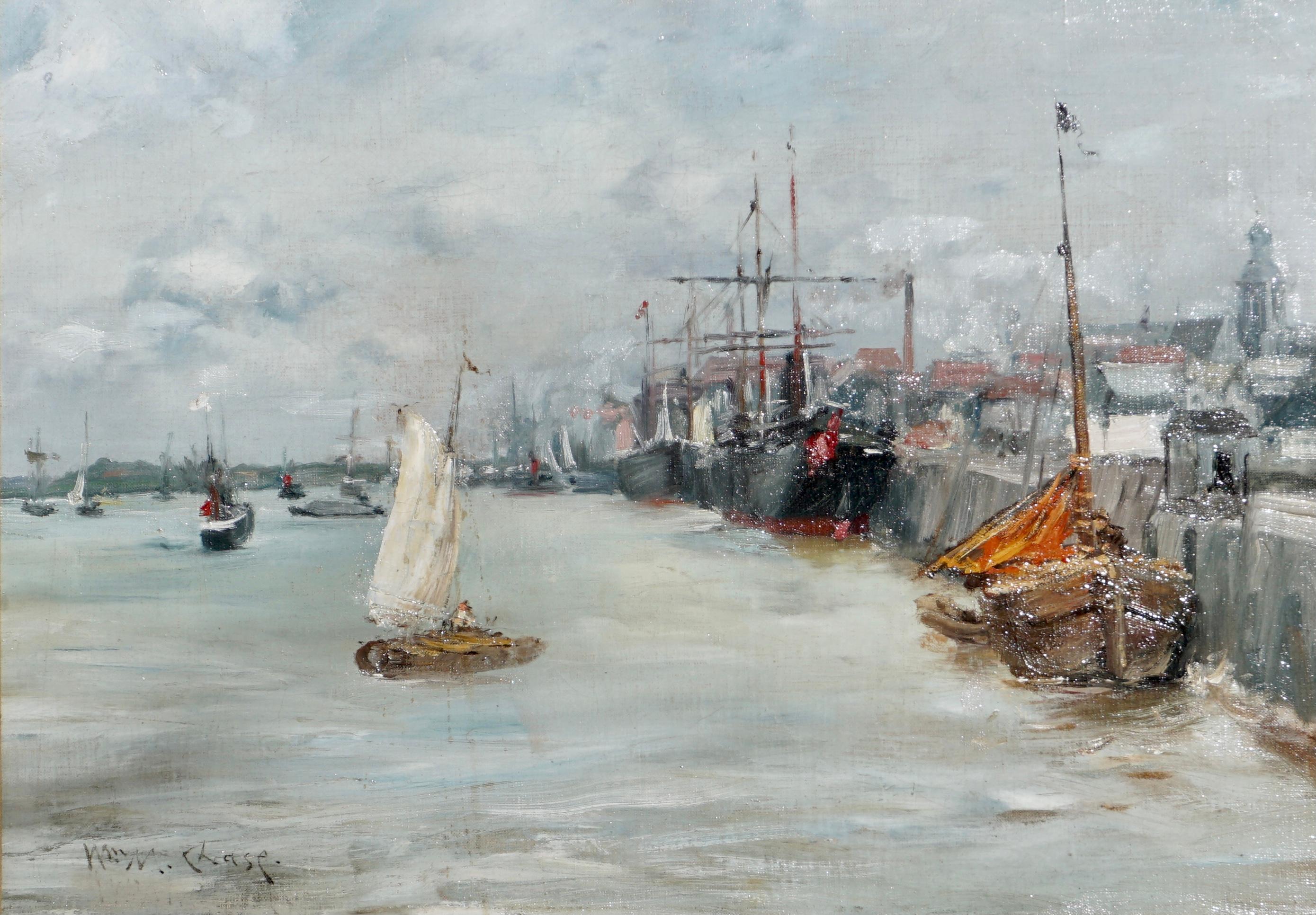 William Merritt Chase “Port Of Antwerp” Oil Painting 1