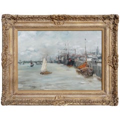 William Merritt Chase, Hafen von Antwerpen, Ölgemälde