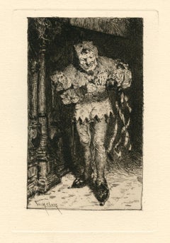 Antique "Keying Up - The Court Jester" original etching
