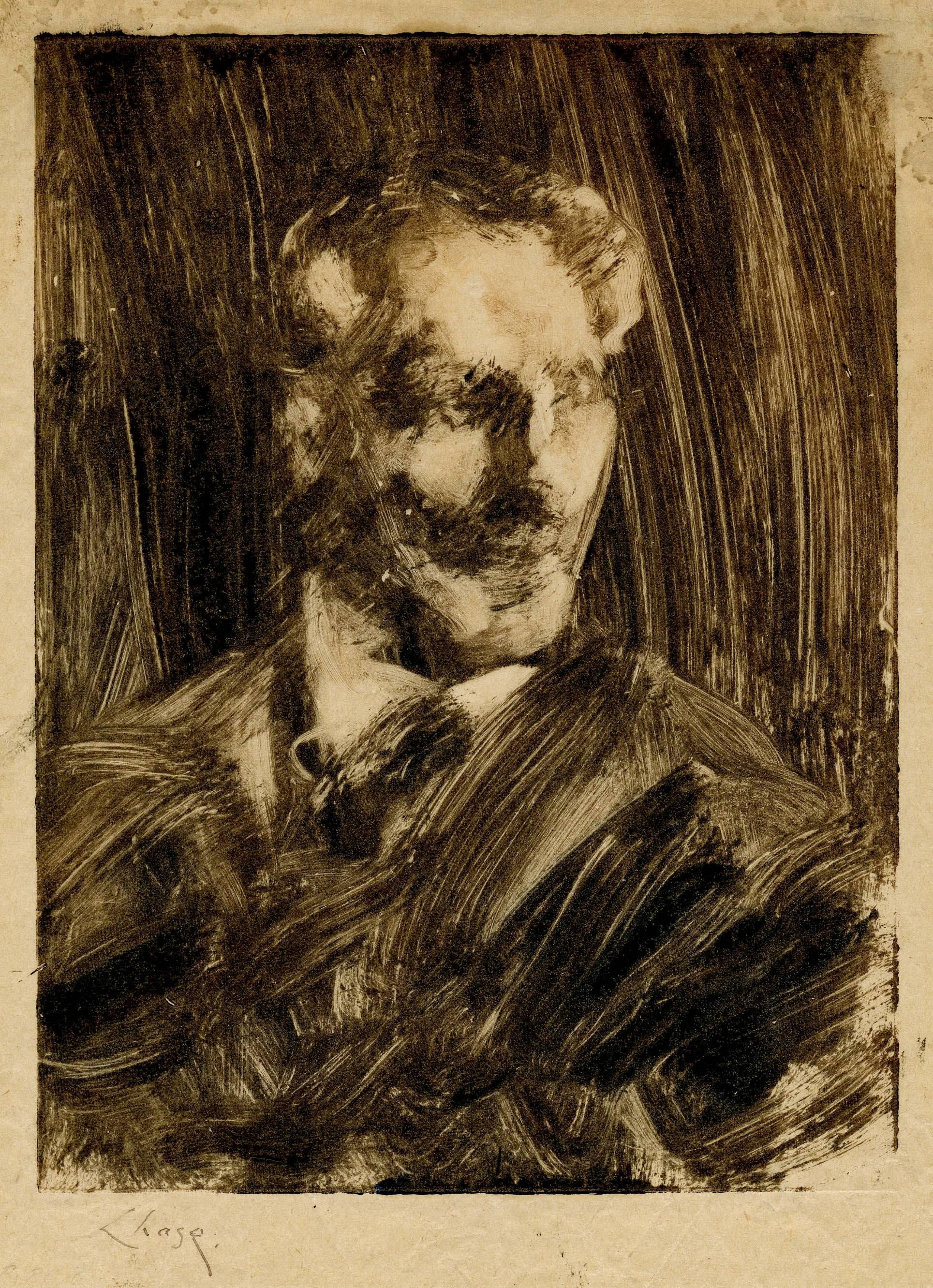 William Merritt Chase Portrait Print - Portrait of a Man Facing Left