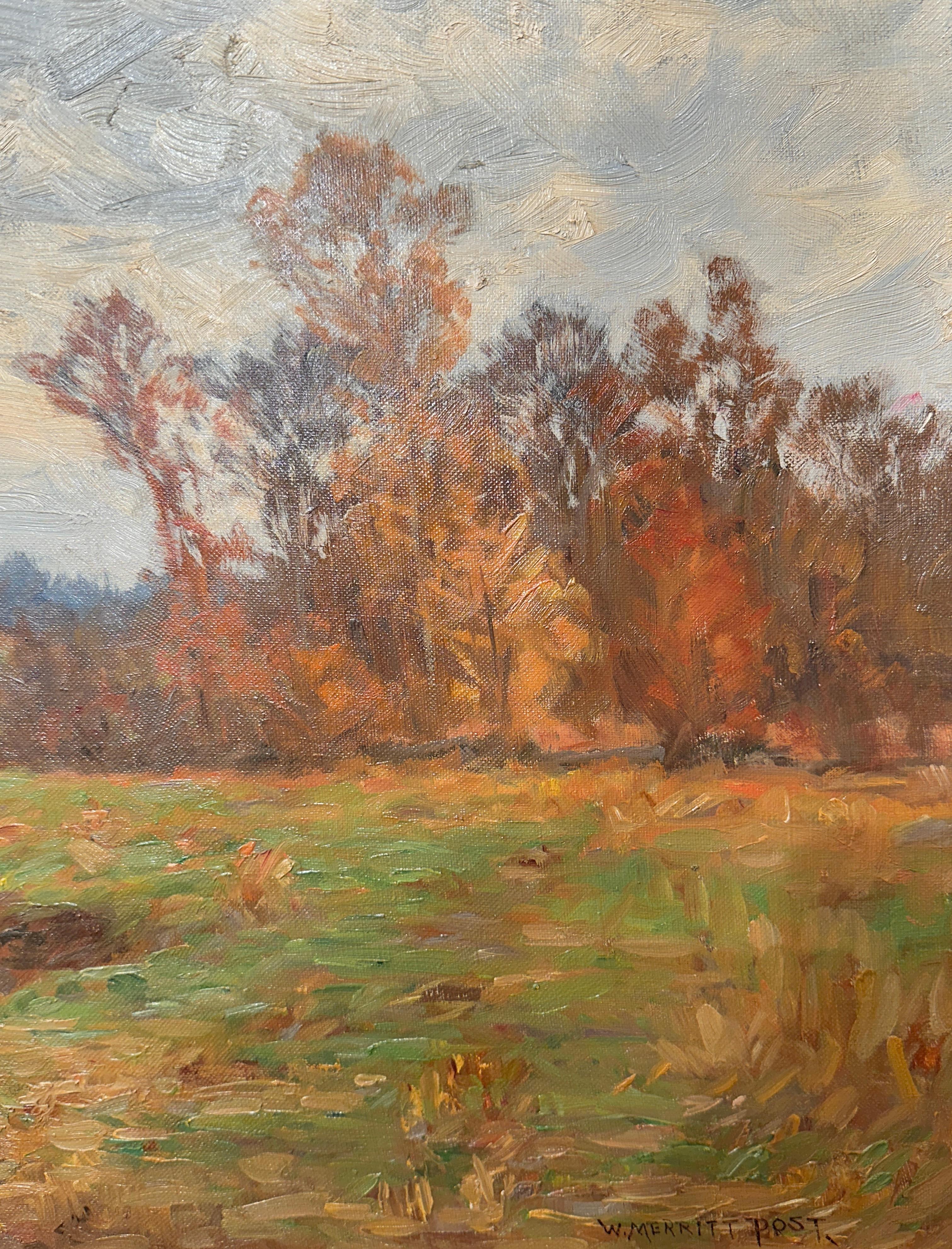 El consumado pintor tonalista William Merritt Post Paisaje de Nueva Inglaterra en venta 2