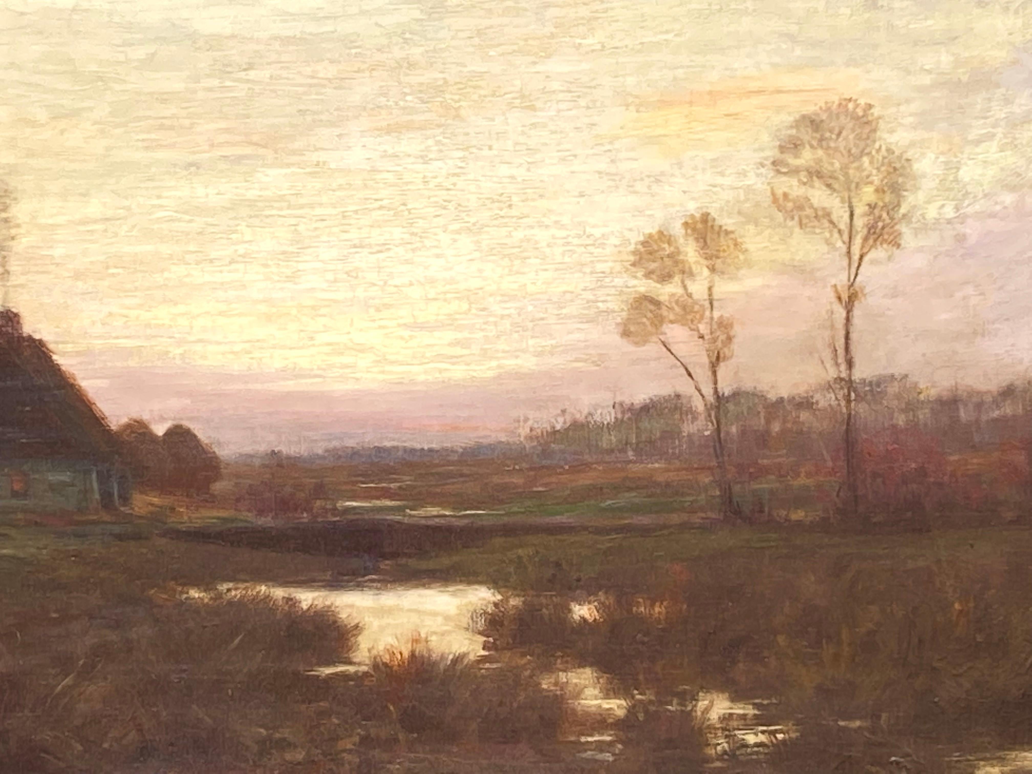 “Country Twilight” - Brown Landscape Painting by William Merritt Post