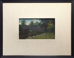 "Old Bridge New Milford - PA" Impressionist Landscape Painting Oil on Wood Panel