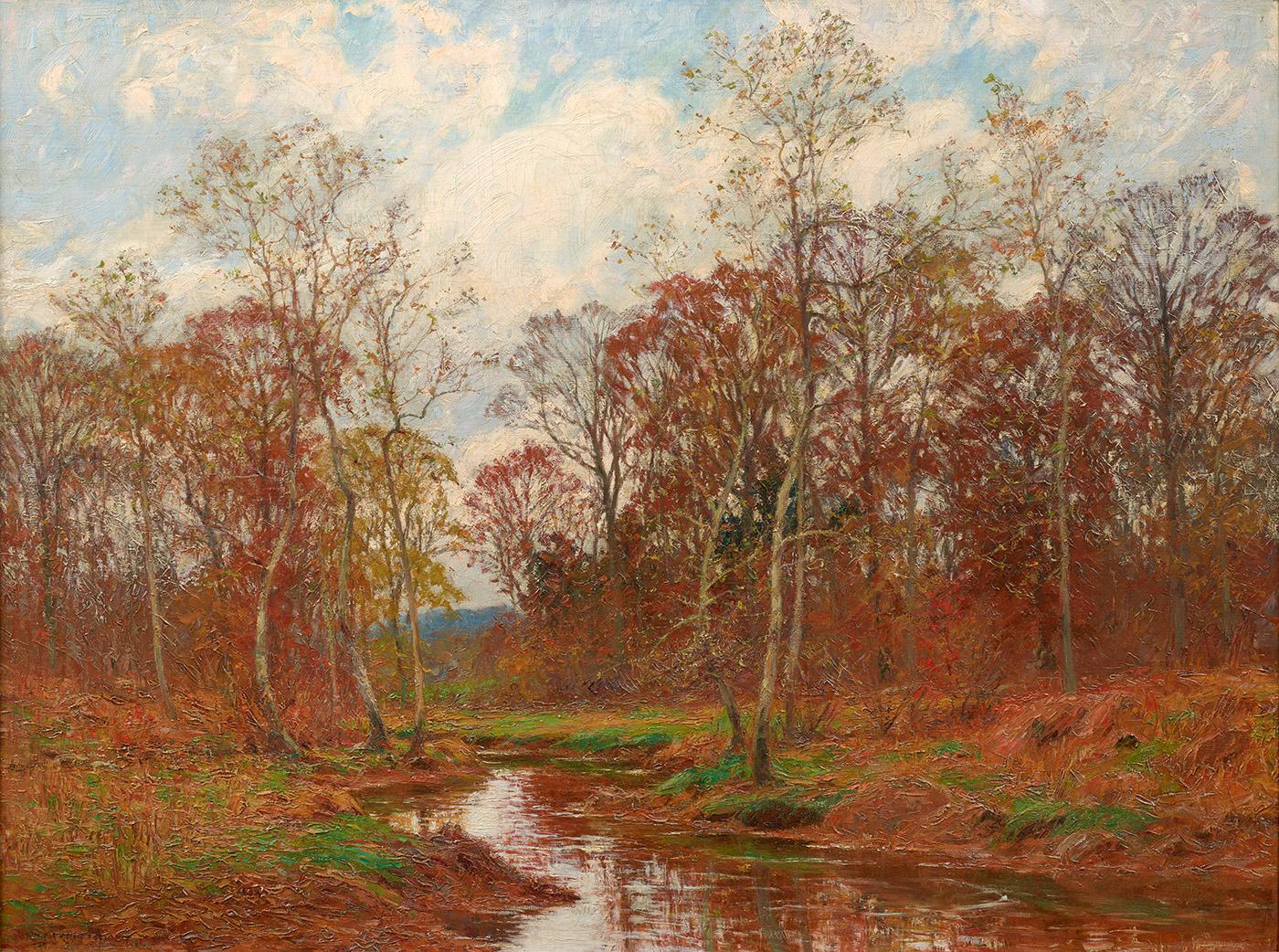 William Merritt Post Landscape Painting - River Landscape, Autumn 