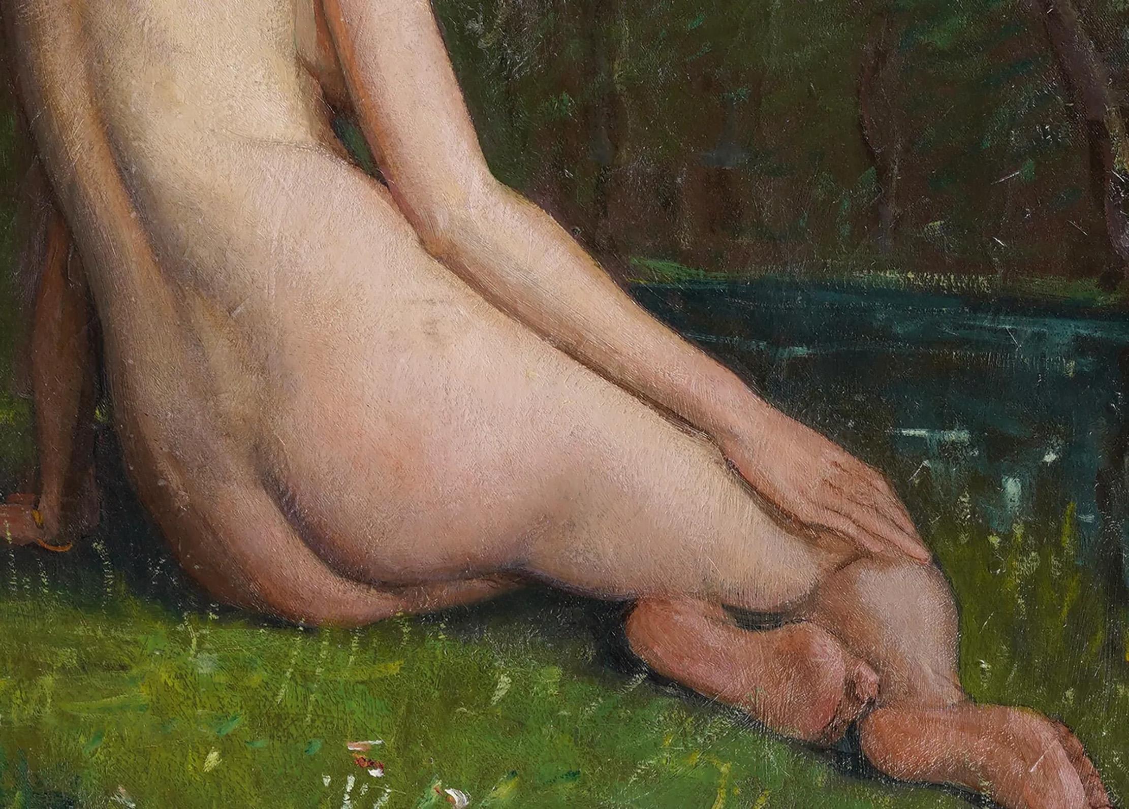 Antico dipinto a olio impressionista americano. Olio su tela. Incorniciato. Firmato sul retro.  Misura 33 x 25 pollici in totale e 32 x 24 solo per il dipinto. 