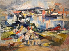 Vintage Abstract Artist, Cape Ann Resident, William Meyerowitz, Cubist Landscape