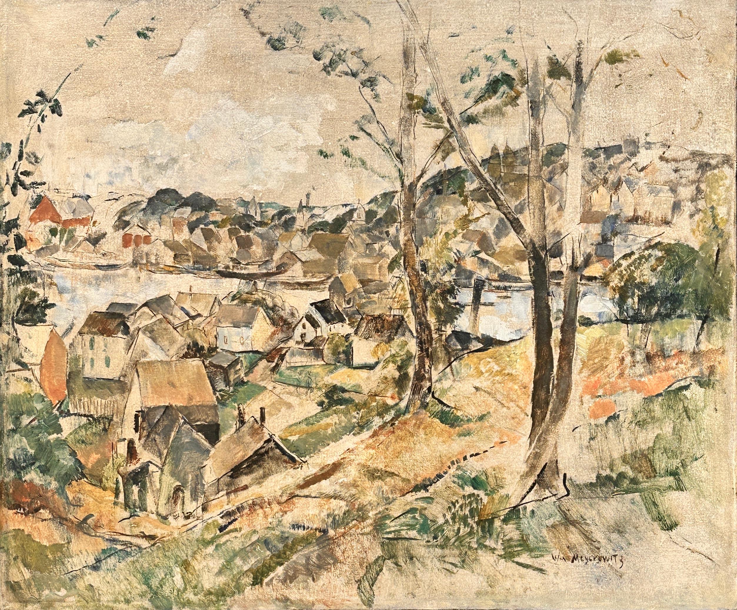 Landscape Painting William Meyerowitz - Gloucester, MA, Scène de village, Scène de Gloucester, Paysage, Village
