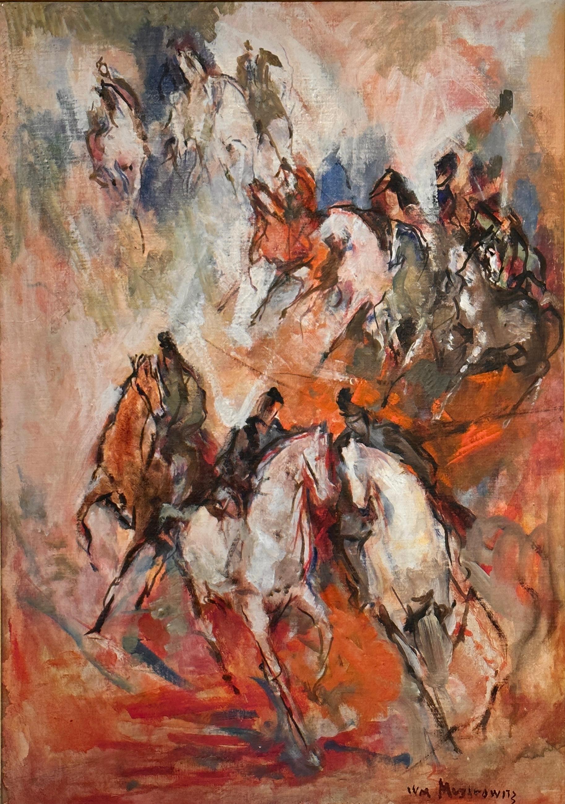 Abstract Painting William Meyerowitz - Horses, chevaux colorés, expressionnistes, post-impressionnistes 