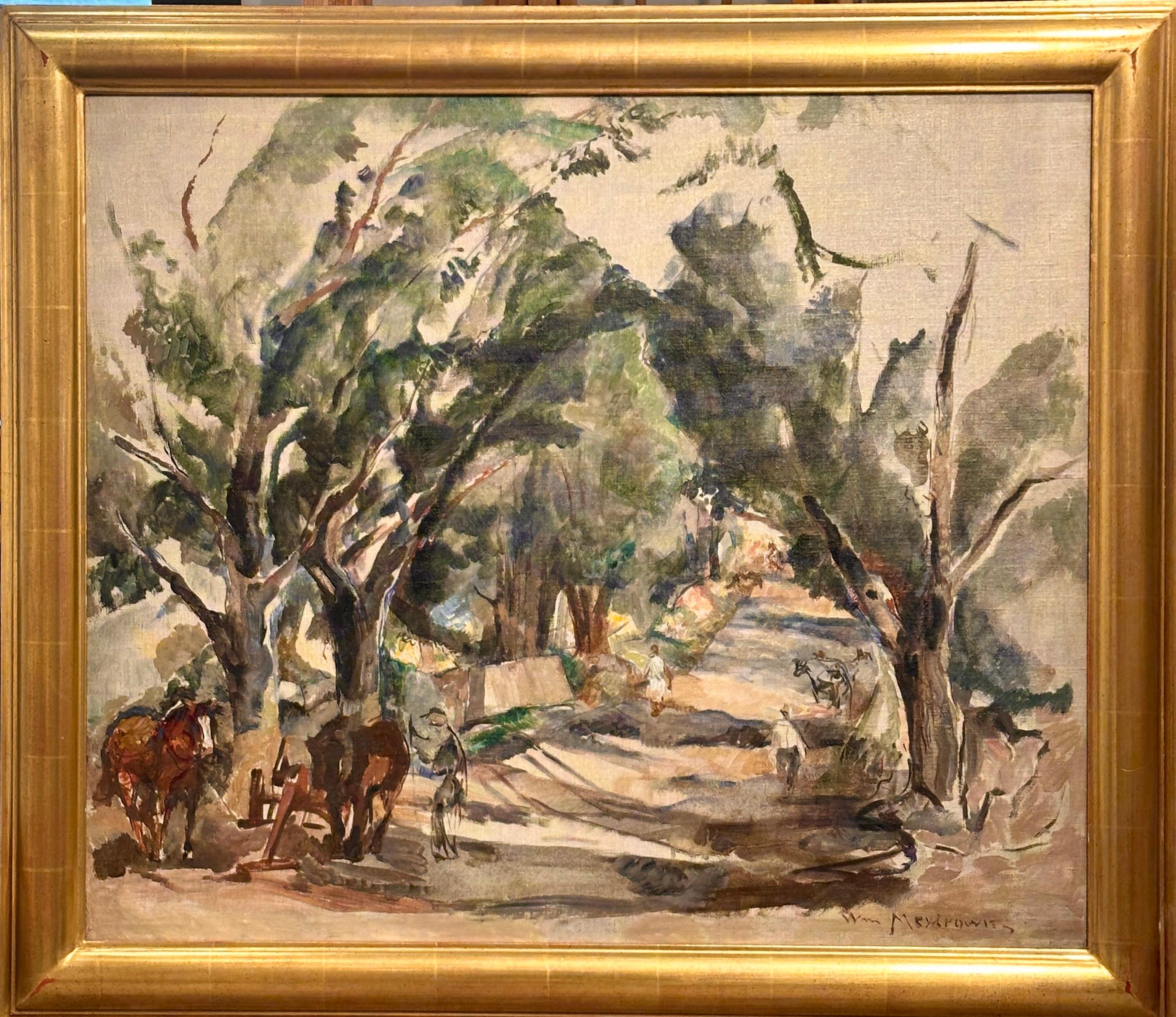 Peintre moderniste William Meyerowitz Village Landscape Painting en vente 1