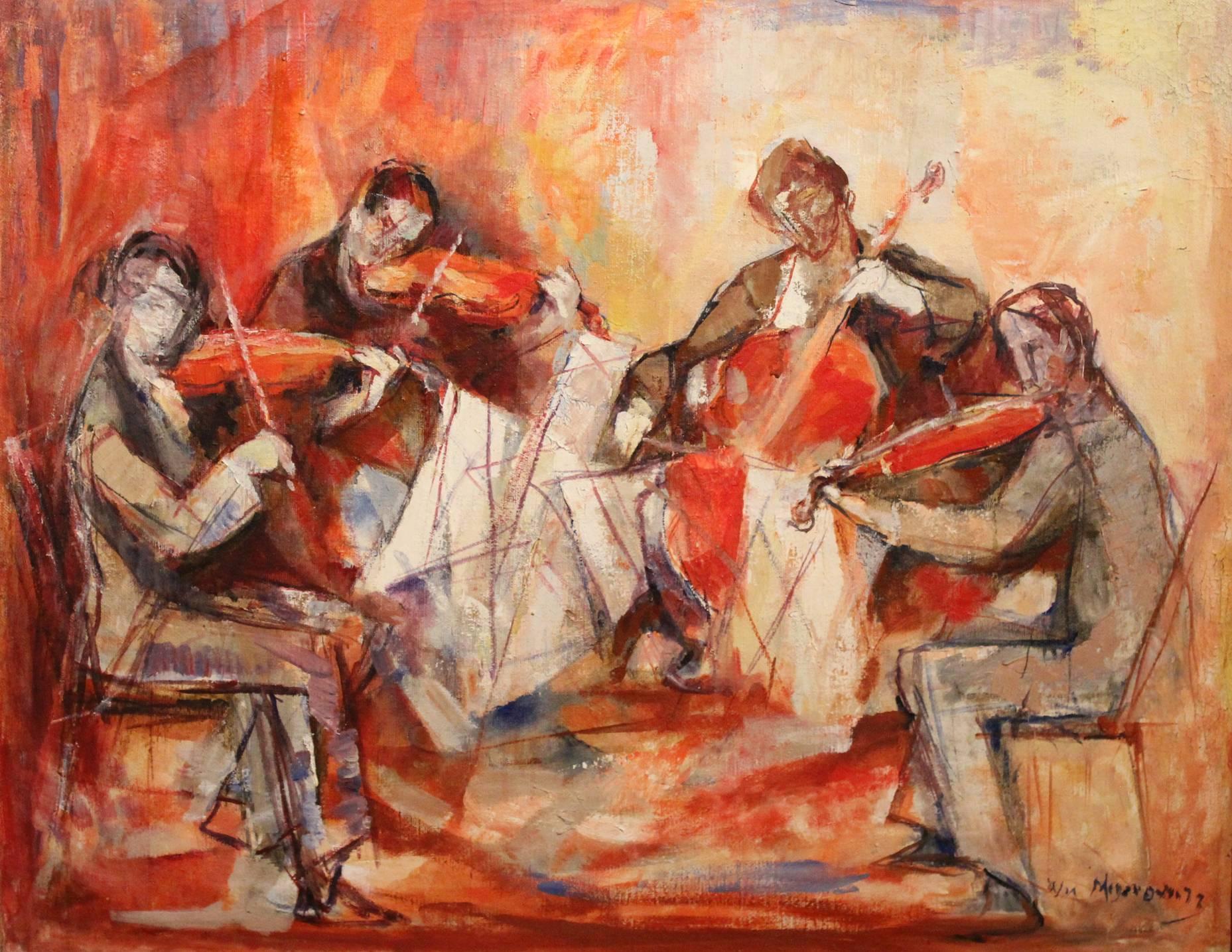 Musical String Quartet - Painting by William Meyerowitz