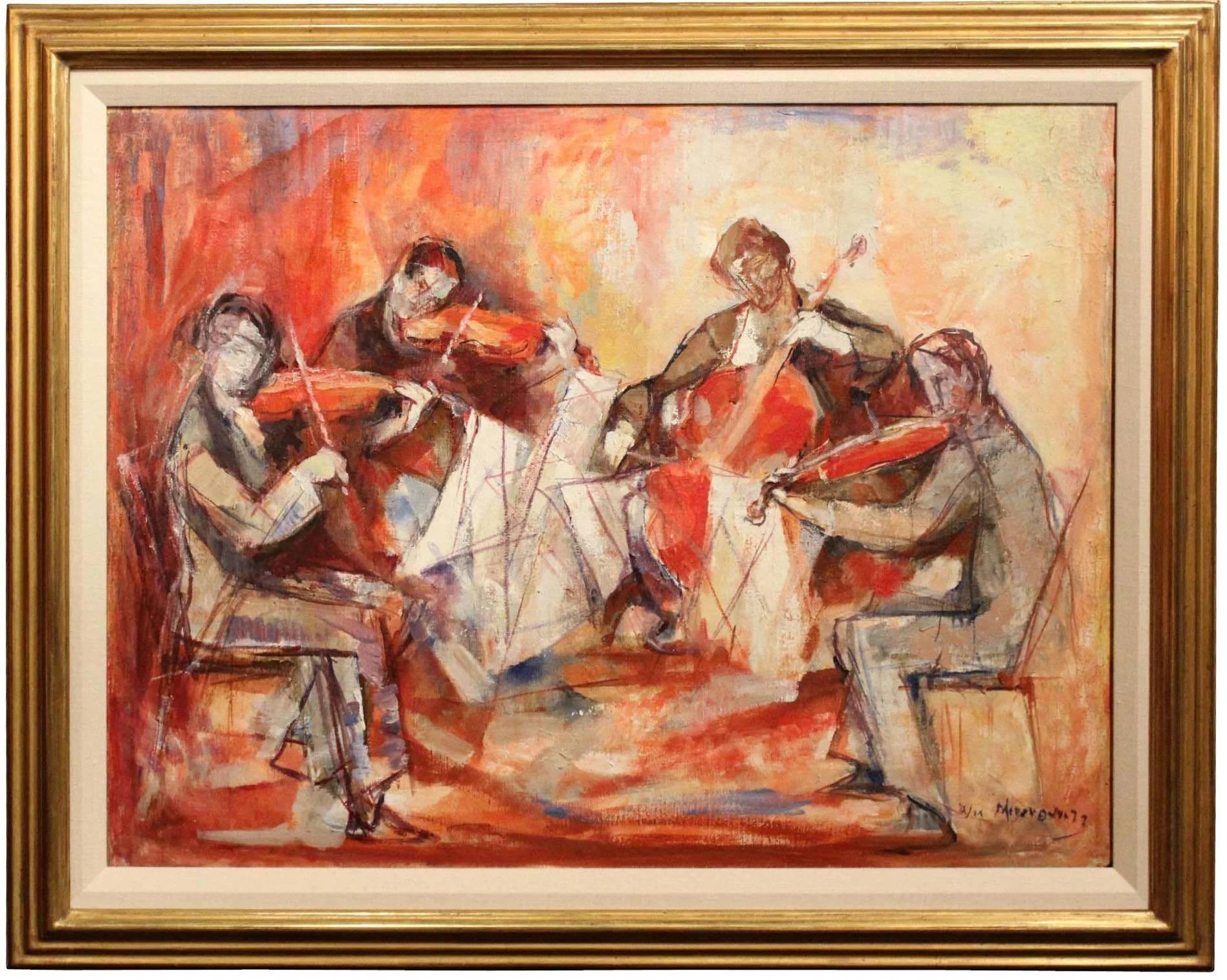 William Meyerowitz Figurative Painting - Musical String Quartet