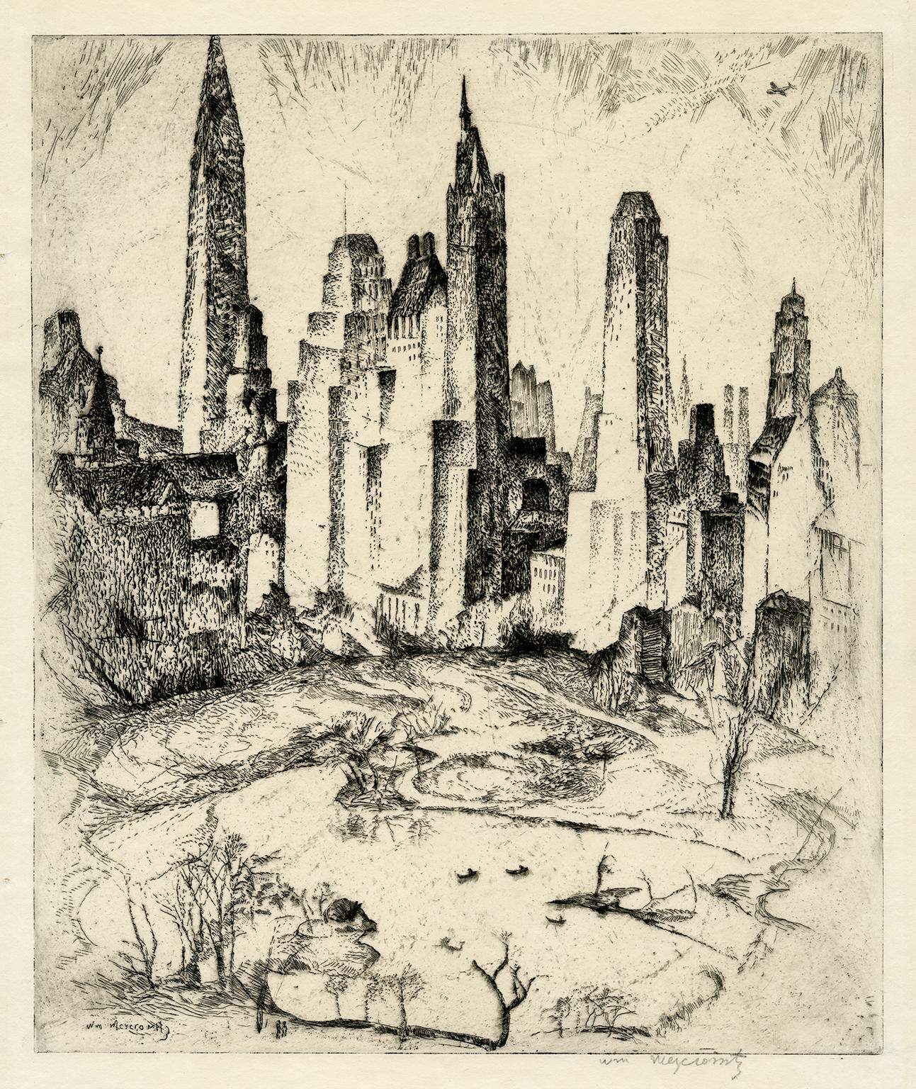 William Meyerowitz Landscape Print - 'New York, Central Park' — 1930s American Modernism