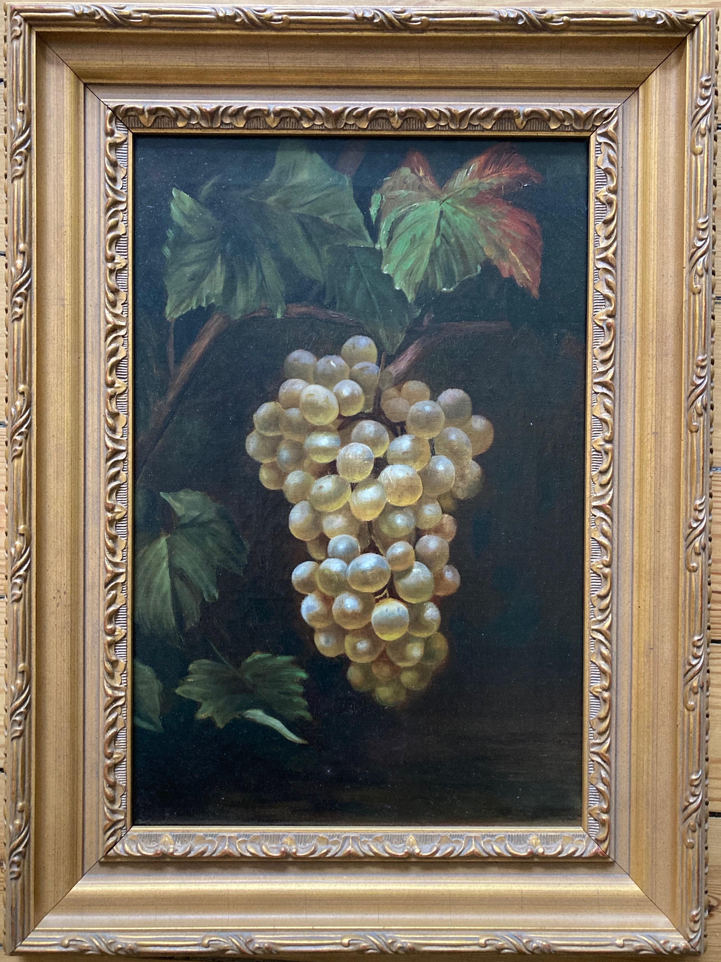 William Michael Harnett Still-Life Painting – Kreis von William Michael Harnet Stillleben mit Weintrauben, Wein weckt Interesse