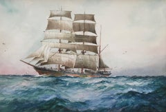 A Passing Sailing Barque in the Open Ocean
