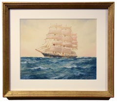 Acelerando hacia casa, Paisaje marino, Barco, Océano, Náutica, Marina, Acuarela