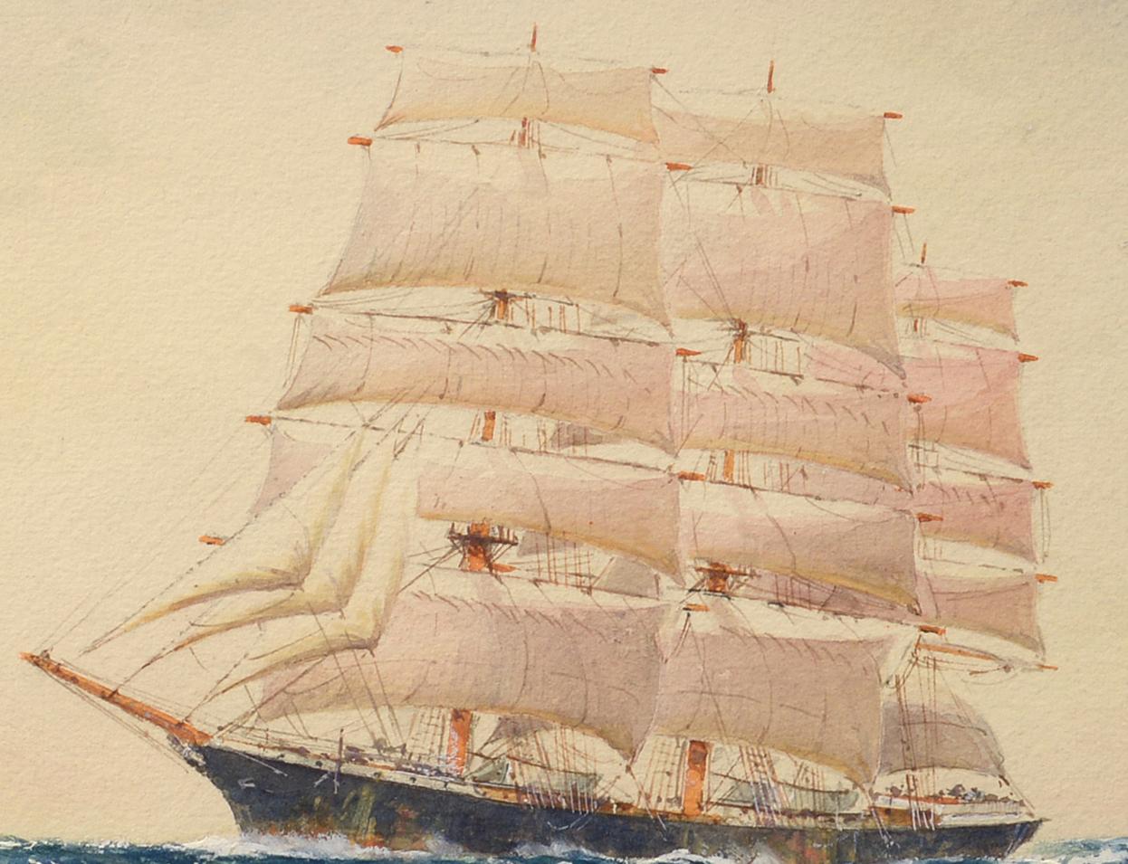 En route vers la maison, paysage marin, navire, océan, nautique, marine, aquarelle - Réalisme Painting par William Minshall Birchall