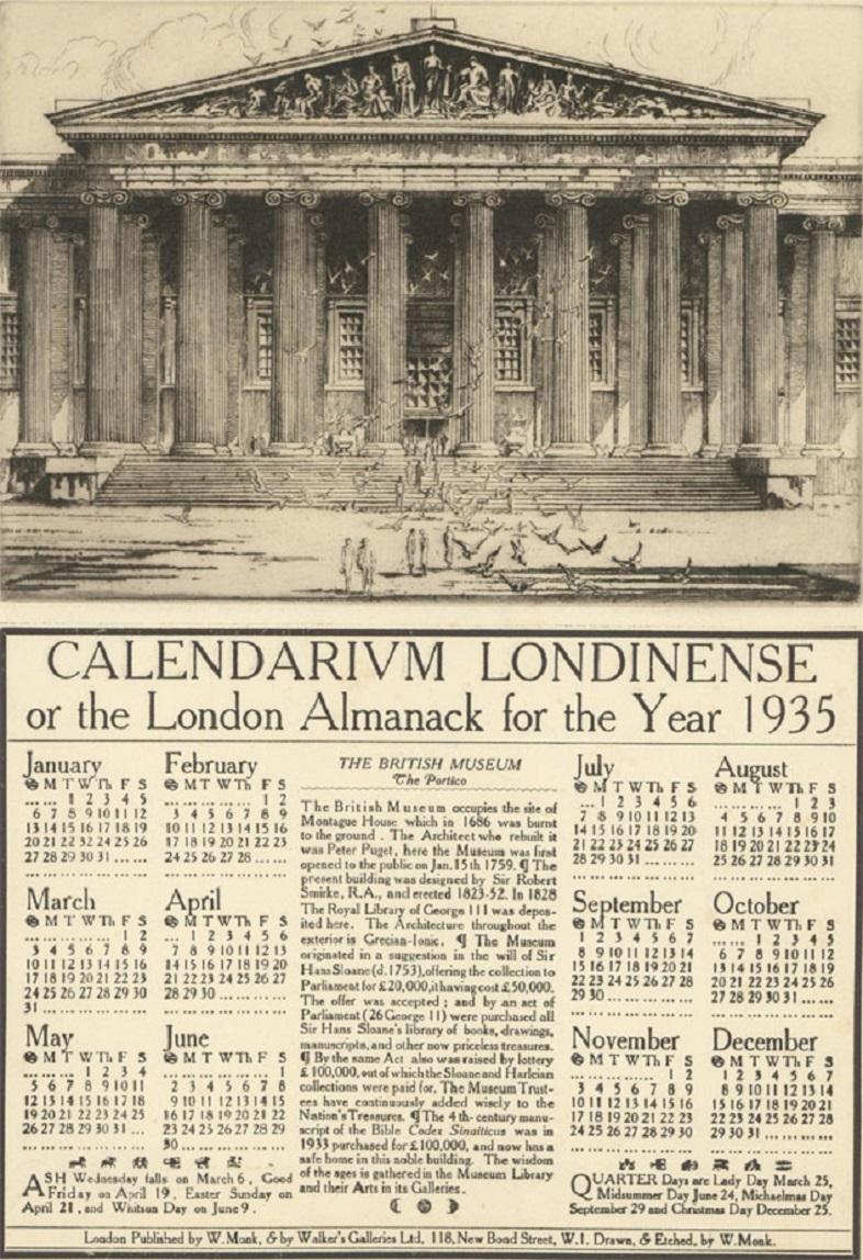 William Monk (1863-1937) - 1935 Etching, British Museum, Calendarium Londinense For Sale 2