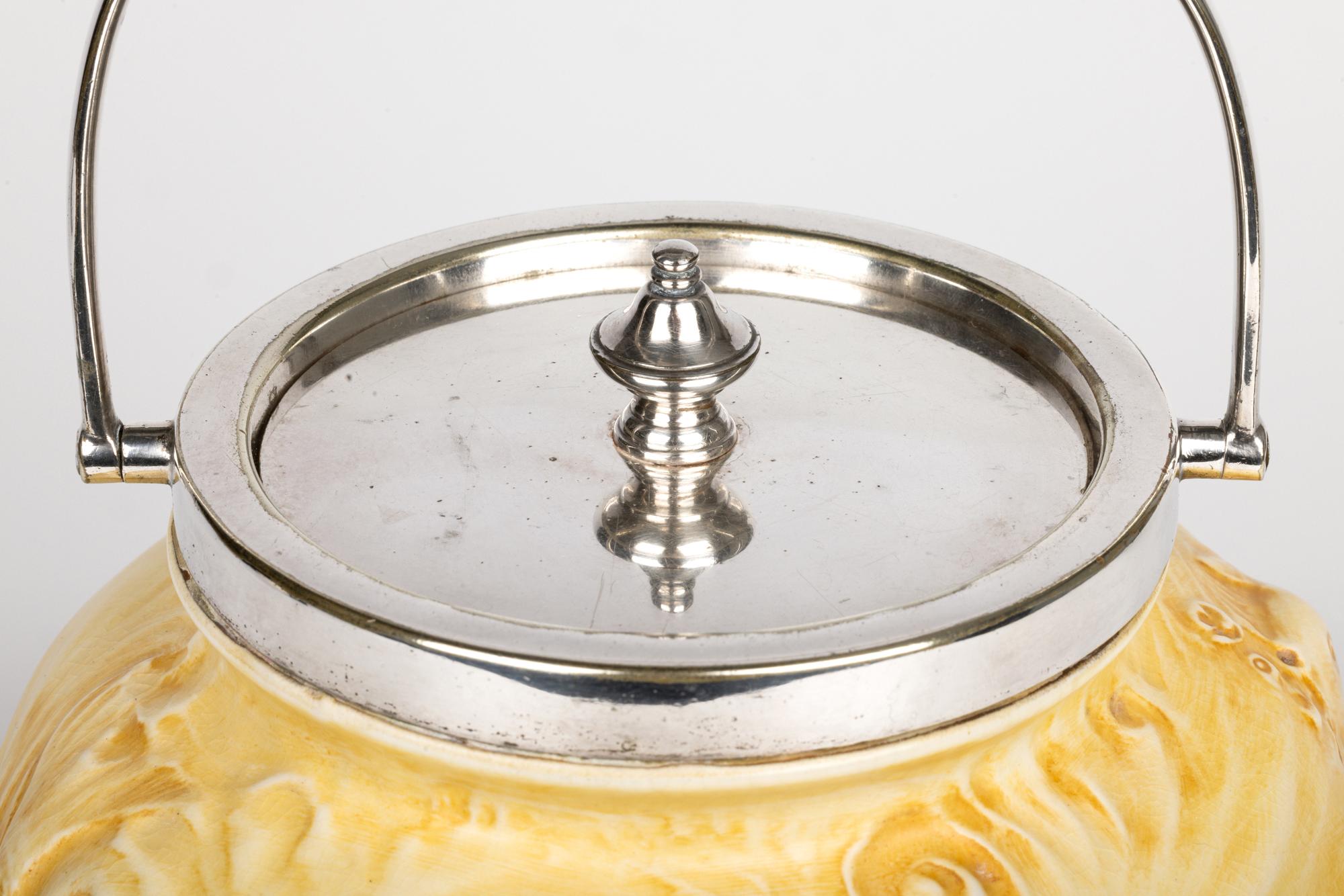 William Moorcoft for James MacIntyre Fish Pattern Silver Mounted Biscuit Jar For Sale 5