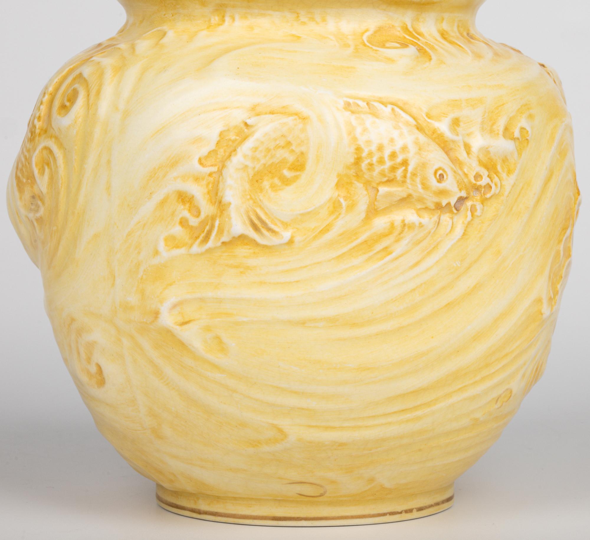 William Moorcoft for James MacIntyre Fish Pattern Silver Mounted Biscuit Jar For Sale 6