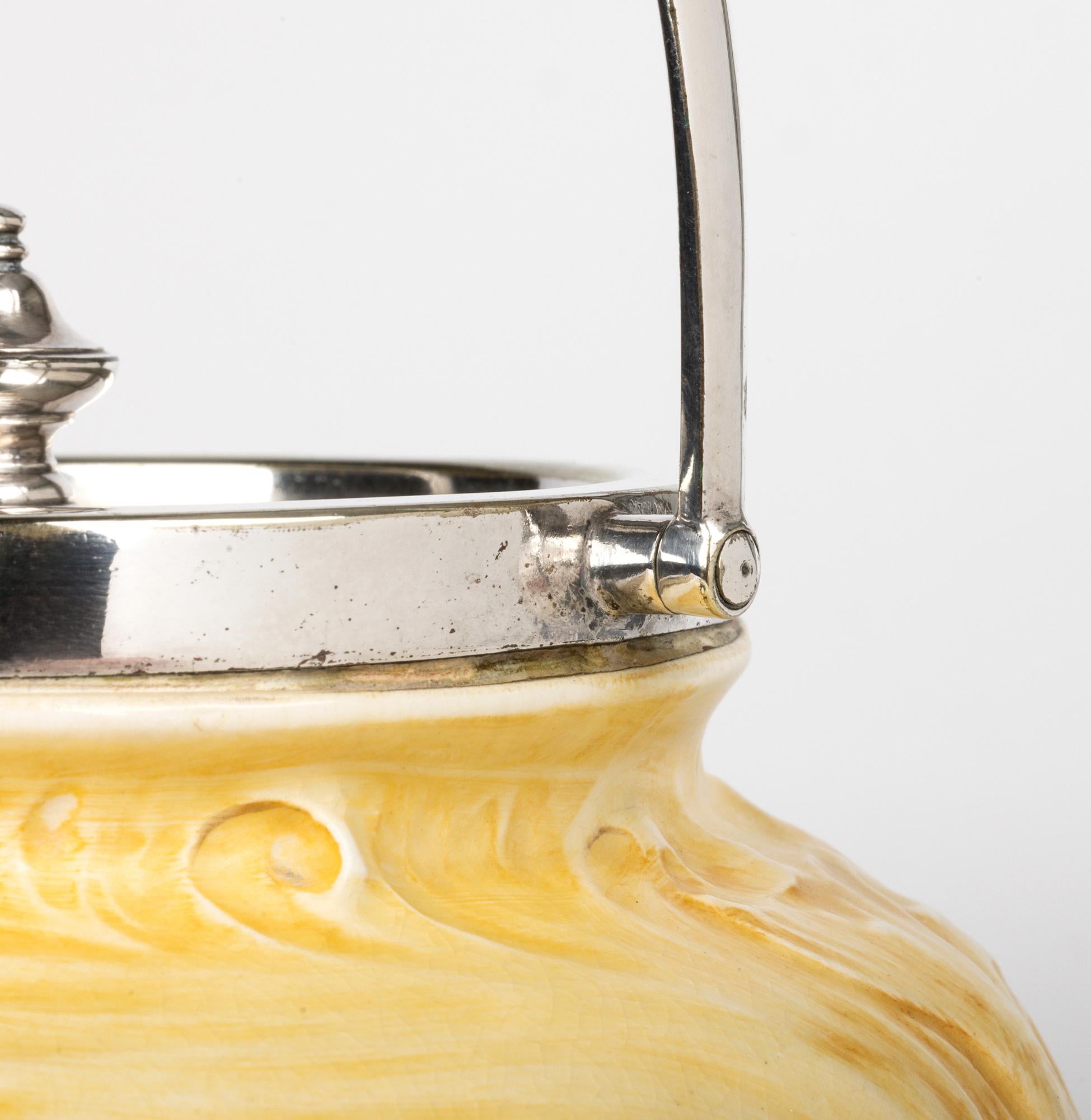 William Moorcoft for James MacIntyre Fish Pattern Silver Mounted Biscuit Jar For Sale 7