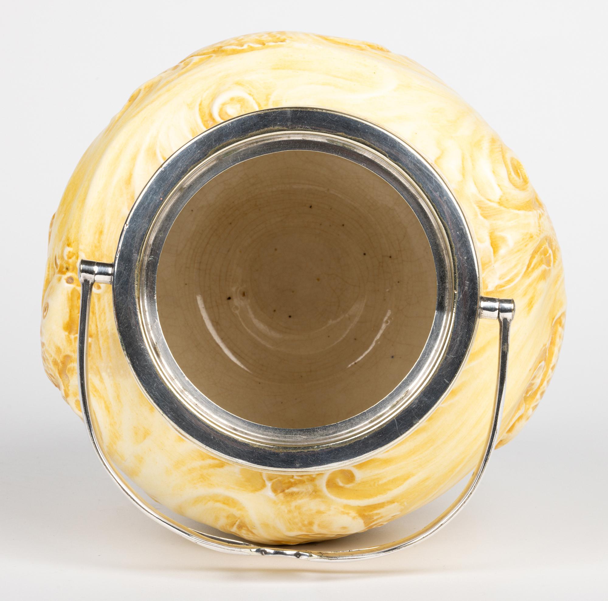 William Moorcoft for James MacIntyre Fish Pattern Silver Mounted Biscuit Jar For Sale 10