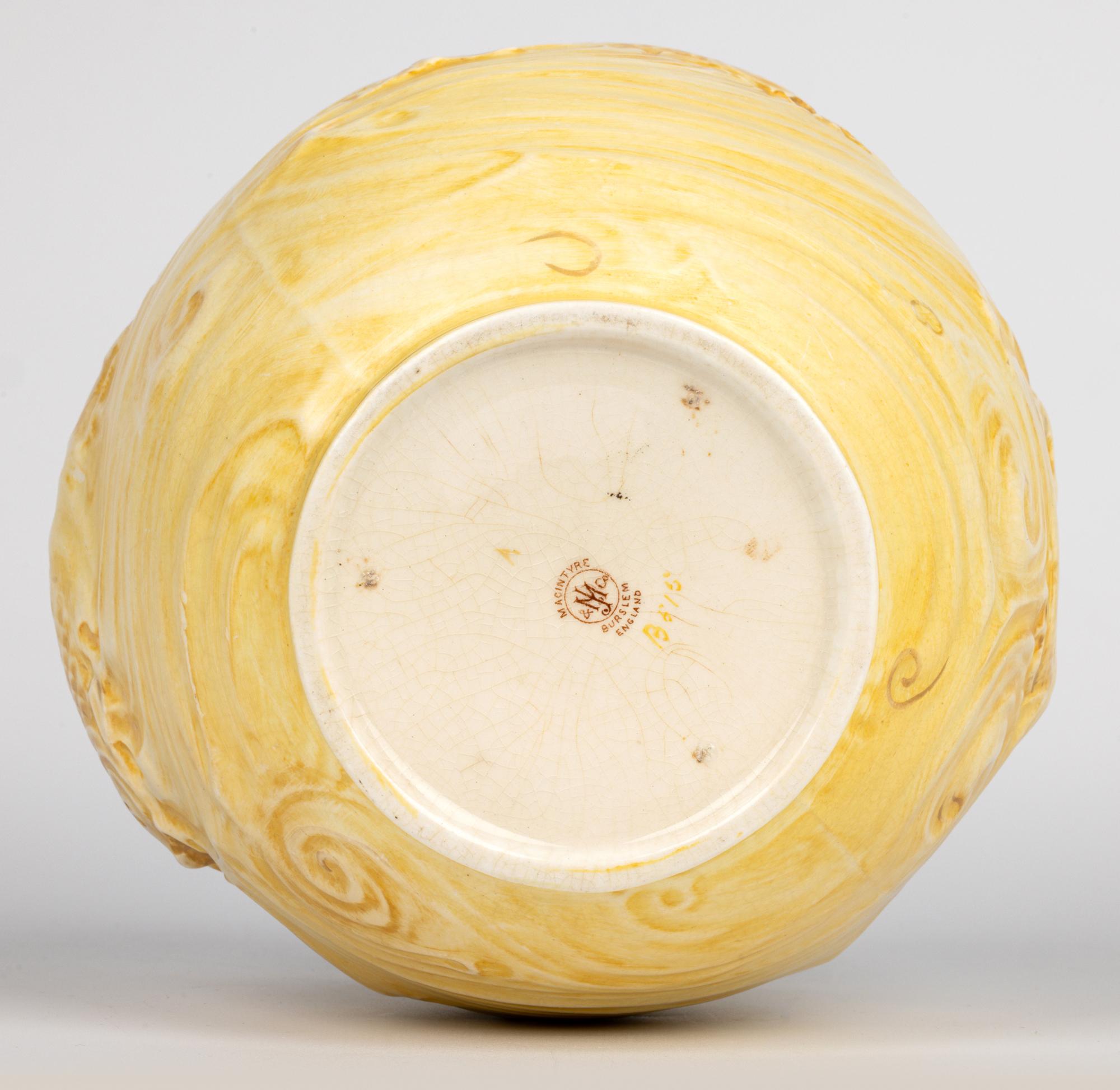 Molded William Moorcoft for James MacIntyre Fish Pattern Silver Mounted Biscuit Jar For Sale