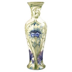 William Moorcroft CORNFLOWER ON WHITE GROUND VASE C.1914