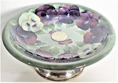 William Moorcroft Early Pansy Patterned Art Pottery Pedestal Bowl or Compote