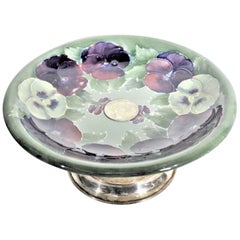 Antique William Moorcroft Early Pansy Patterned Art Pottery Pedestal Bowl or Compote