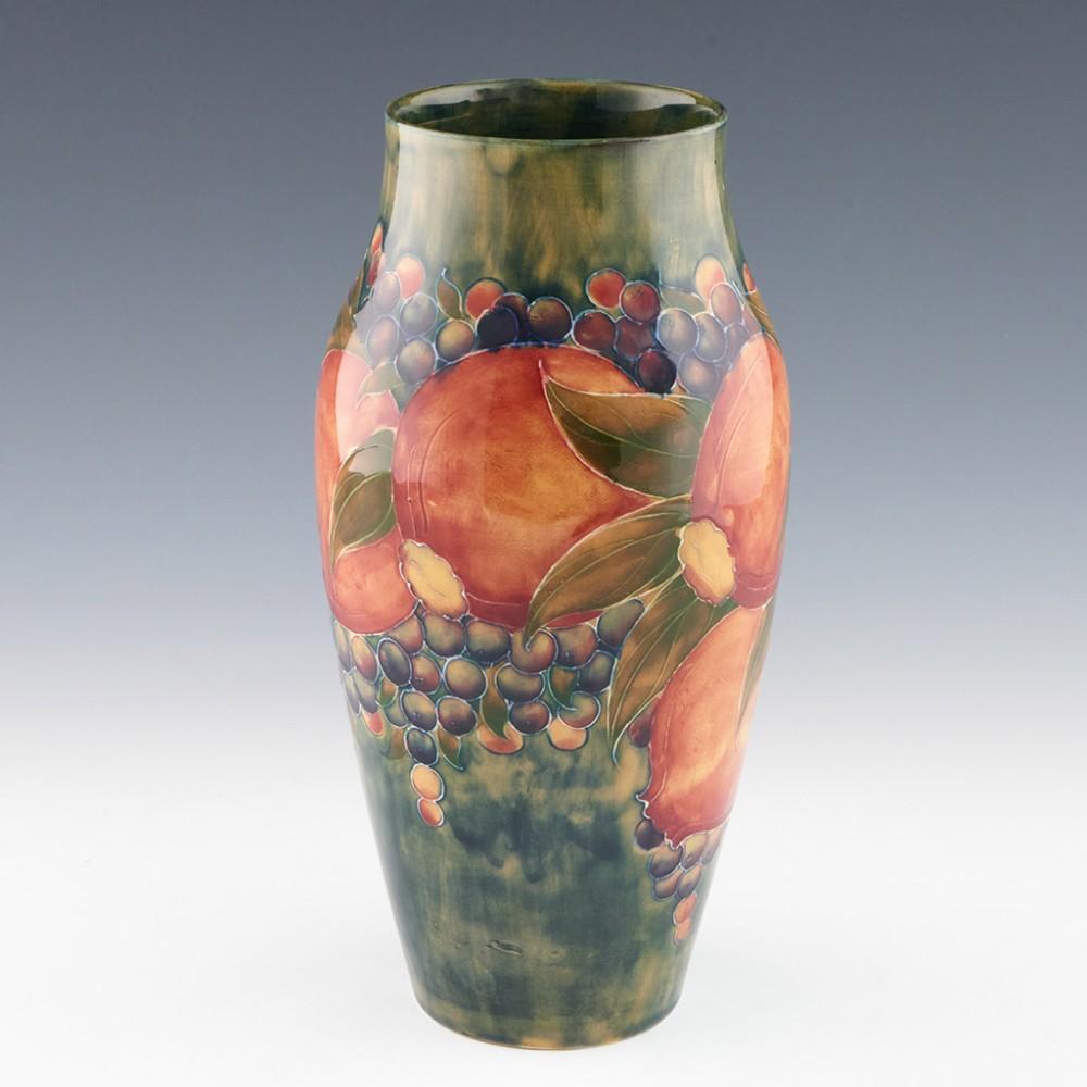 Art Nouveau William Moorcroft Green Ground Pomegranate Vase Marked for Liberty & Co., c1913